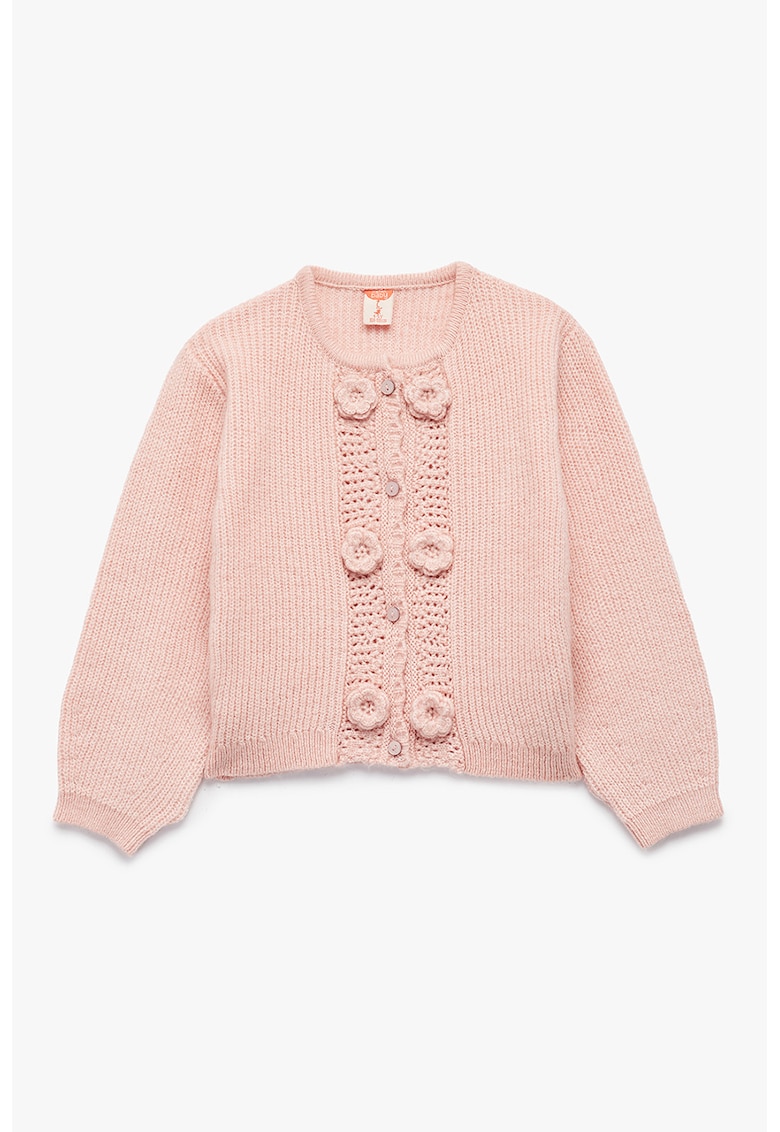 Cardigan cu nasturi si aplicatii florale