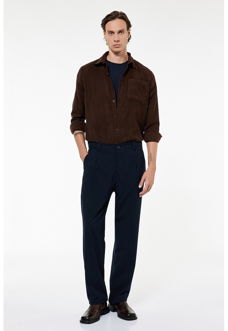 Camasa regular-fit cu buzunar pe piept - Maro inchis