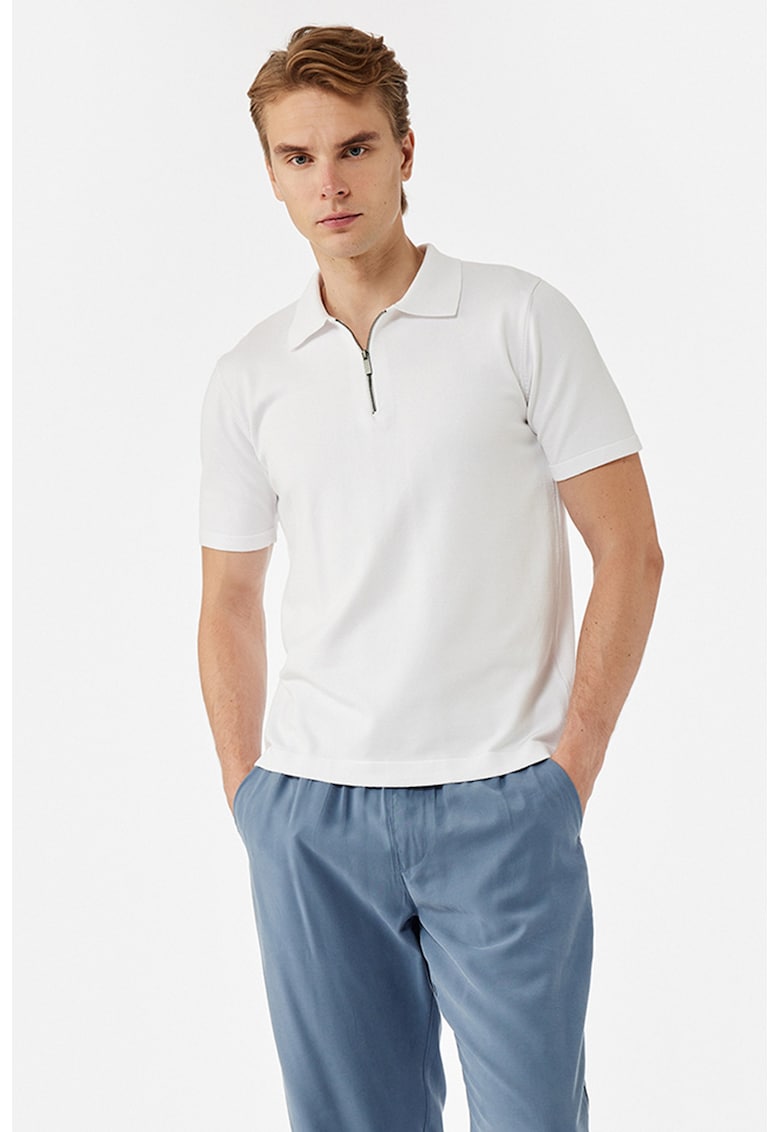 Tricou polo cu fermoar scurt