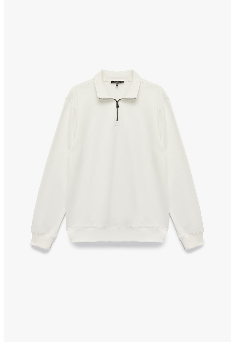 Bluza de trening cu fenta cu fermoar si model uni