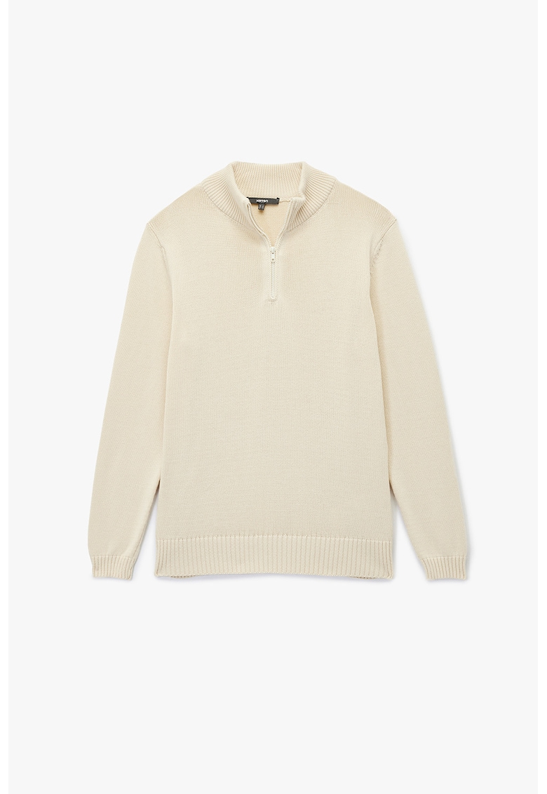 Pulover tricotat cu guler cu fermoar scurt