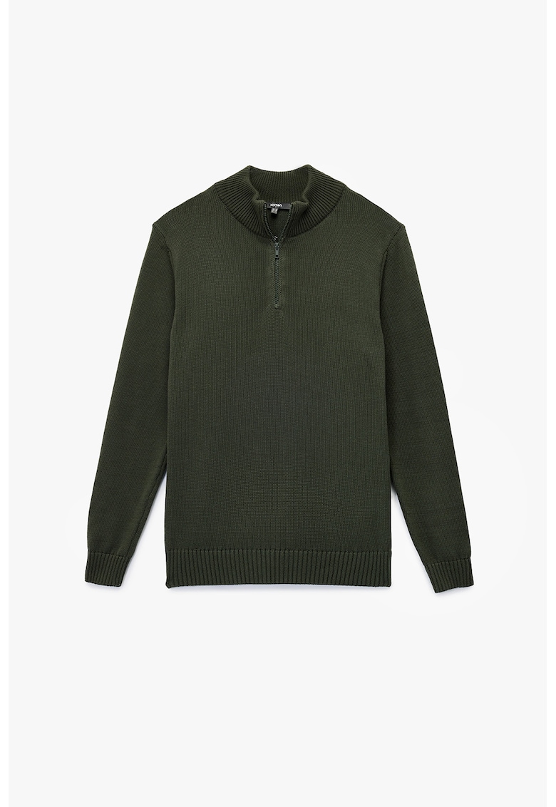 Pulover tricotat cu guler cu fermoar scurt