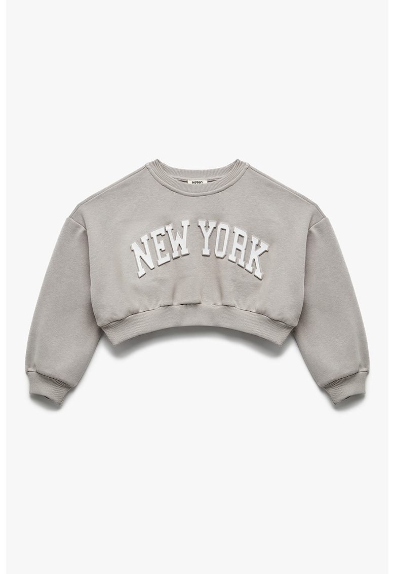 Bluza crop de trening cu imprimeu text