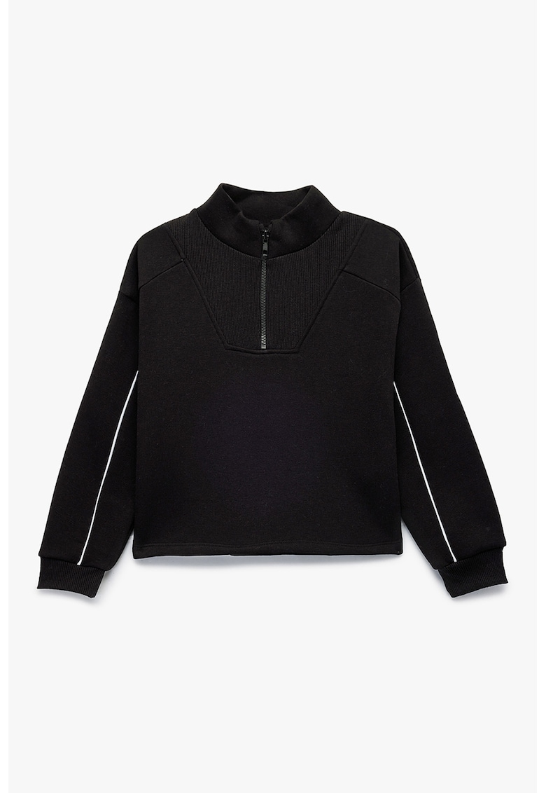 Bluza de trening cu fenta cu fermoar - Negru