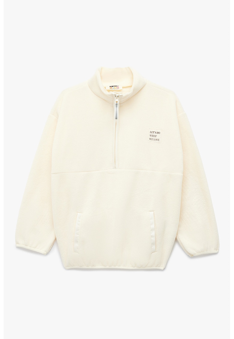 Bluza de trening cu fenta cu fermoar - Alb fildes