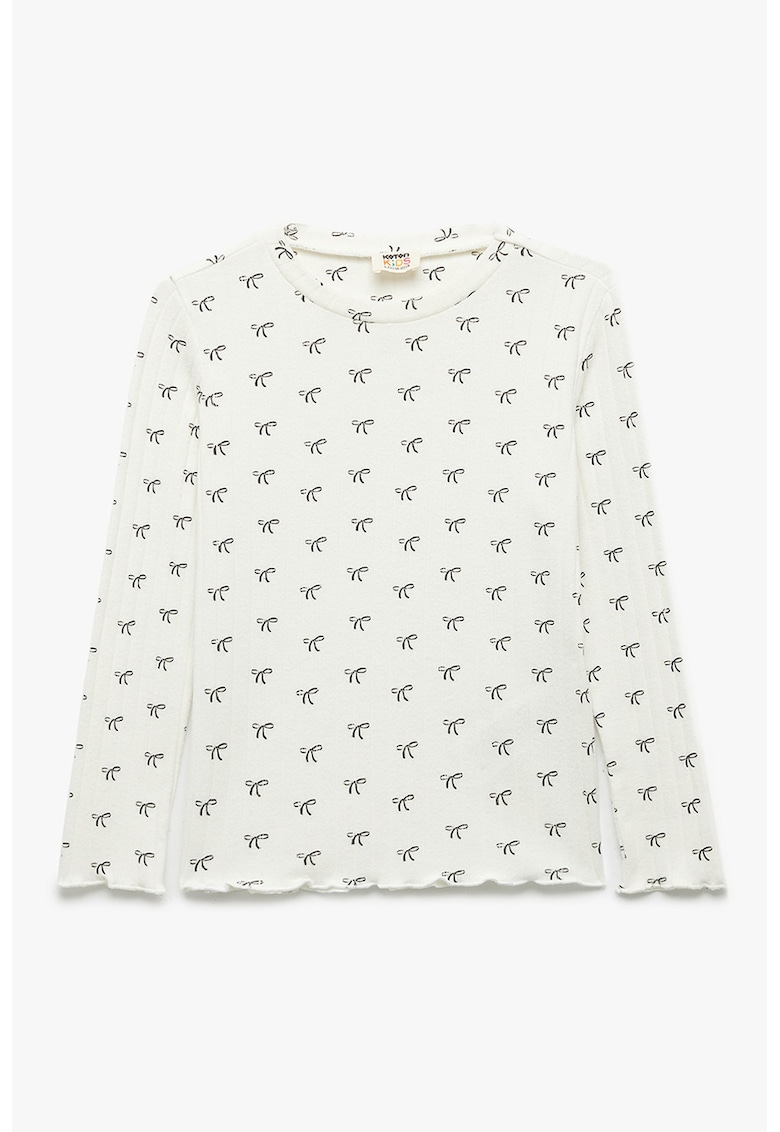 Bluza cu imprimeu grafic - Alb fildes/Negru