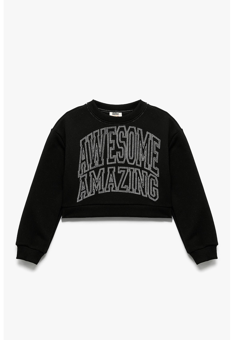 Bluza crop de trening cu imprimeu text