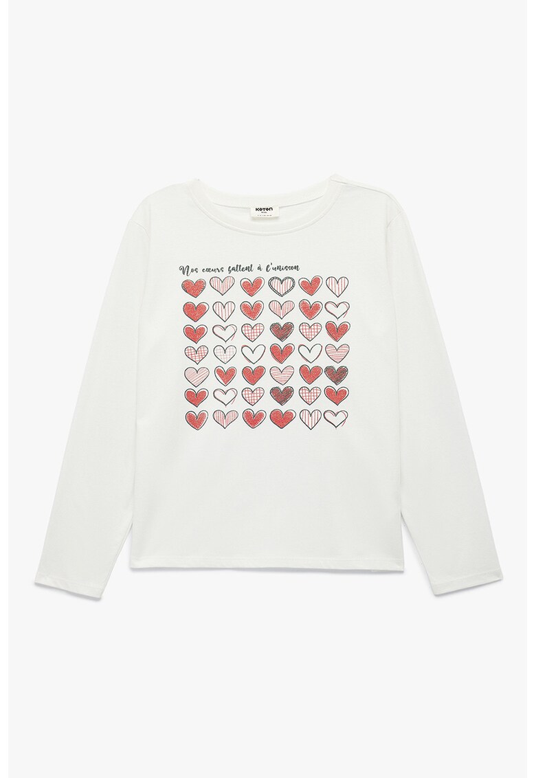 Bluza cu imprimeu cu inimi - Rosu/Alb fildes/Roz