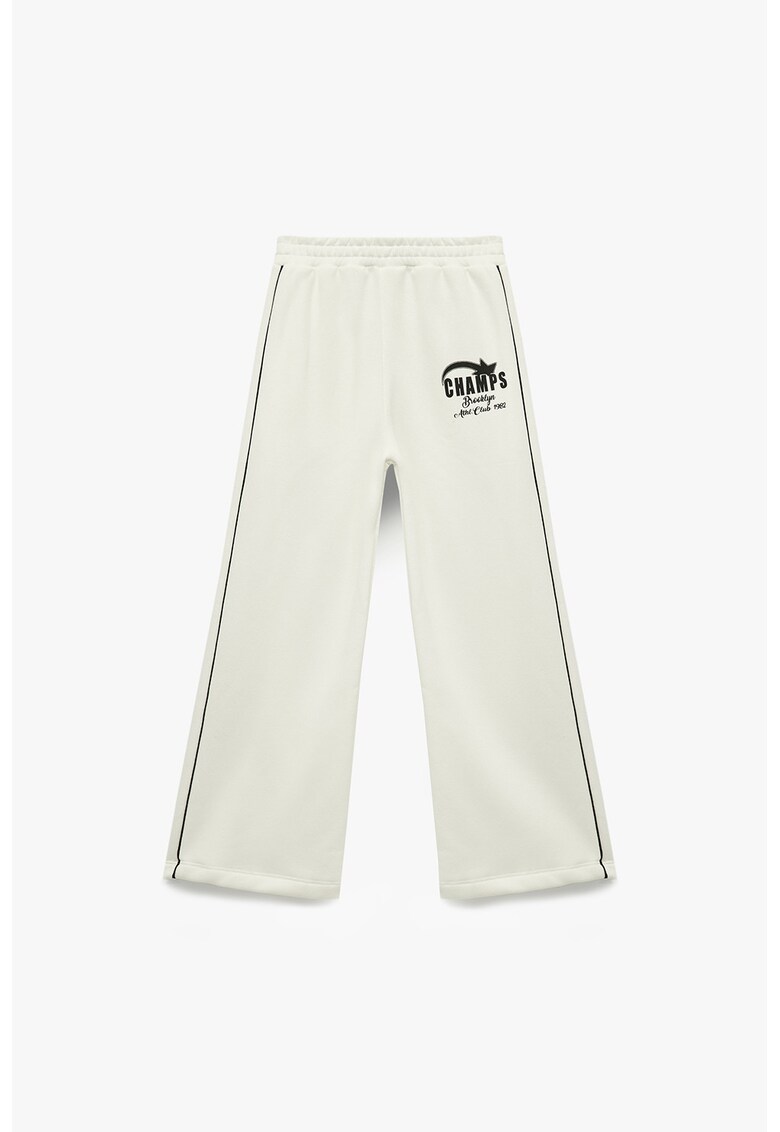 Pantaloni de trening din amestec de bumbac - Alb fildes