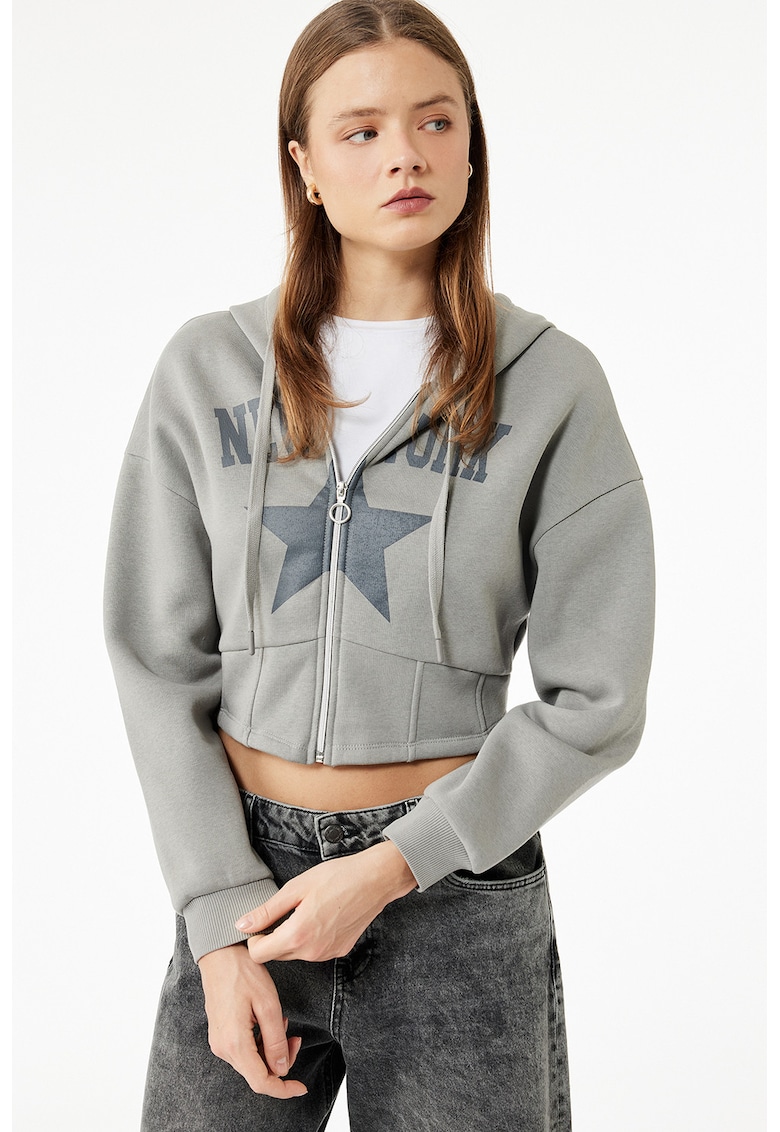 Hanorac crop gri corset Koton