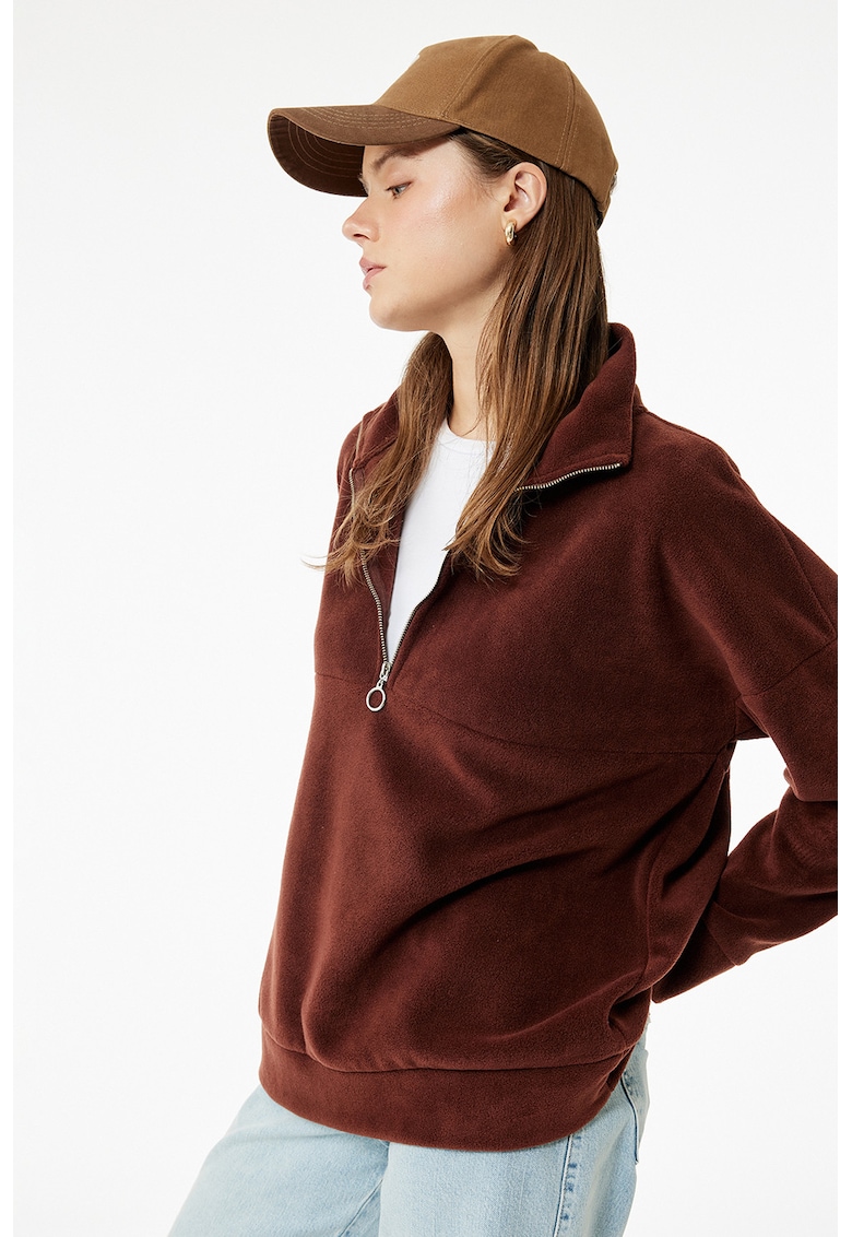 Bluza de trening cu fermoar si maneci cazute