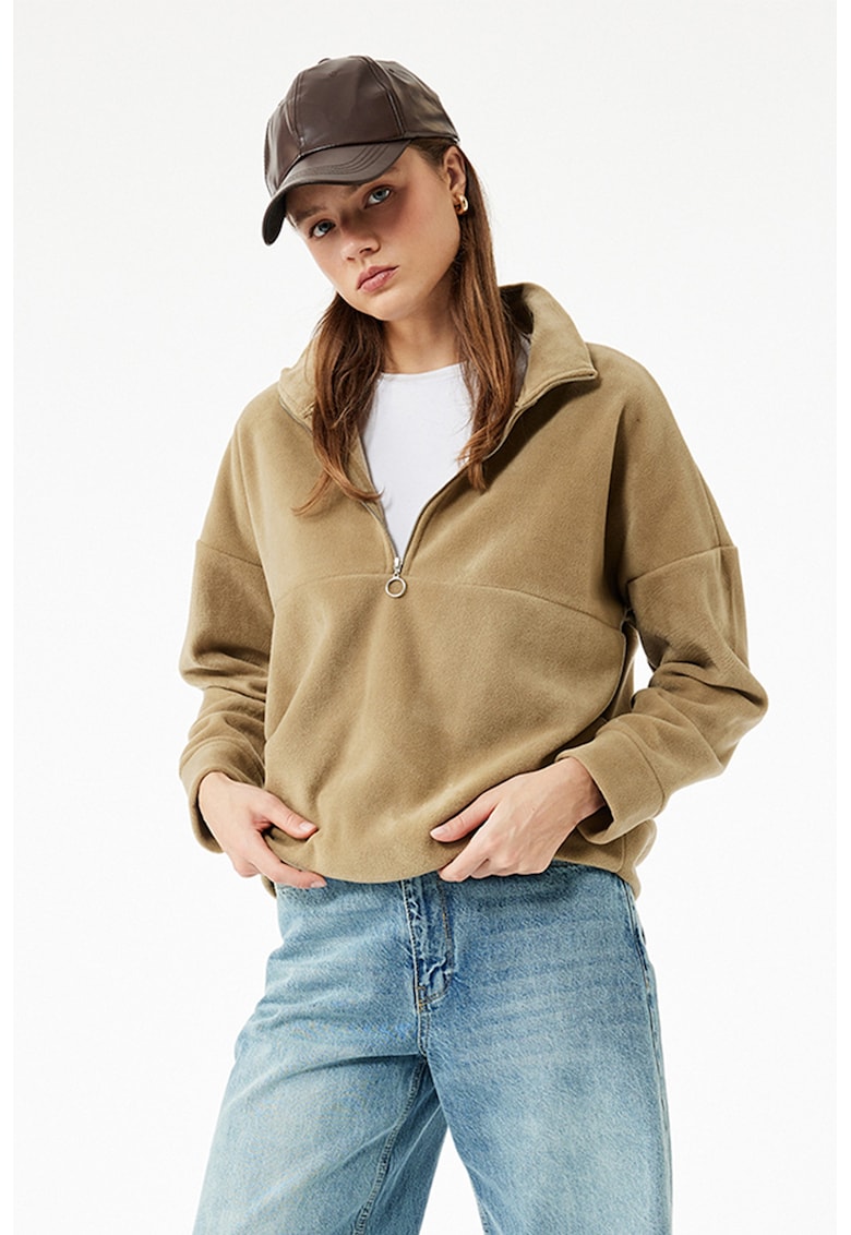 Bluza de trening cu fermoar si maneci cazute
