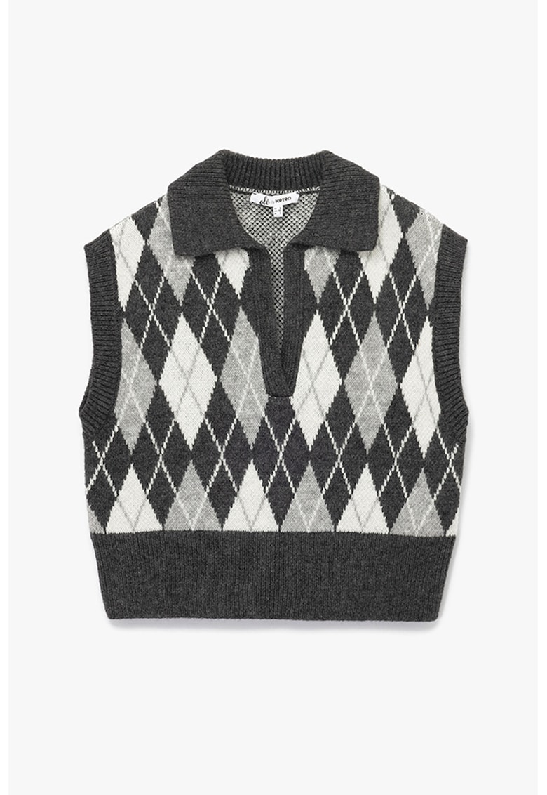 Vesta tricotata cu decolteu in V
