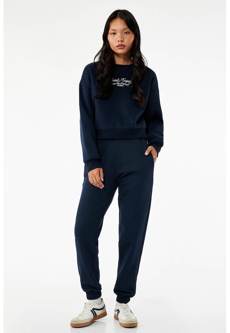 Pantaloni de trening uni cu talie inalta Pantaloni de trening uni cu talie inalta