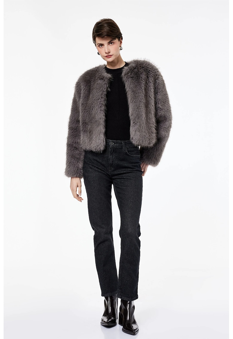 Blugi evazati cu talie inalta - Negru stins