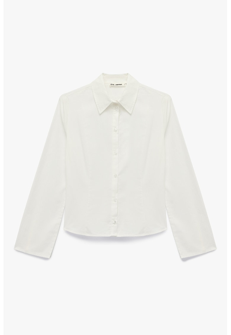 Camasa slim-fit cu guler ascutit - Crem