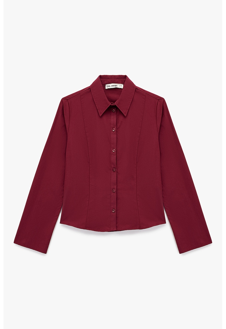 Camasa slim-fit cu guler ascutit - Rosu inchis