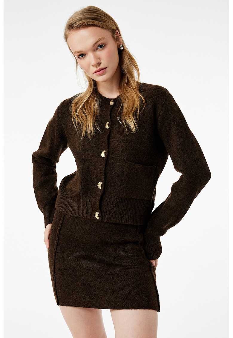 Pulover cu decolteu rotund si nasturi Pulover cu decolteu rotund si nasturi