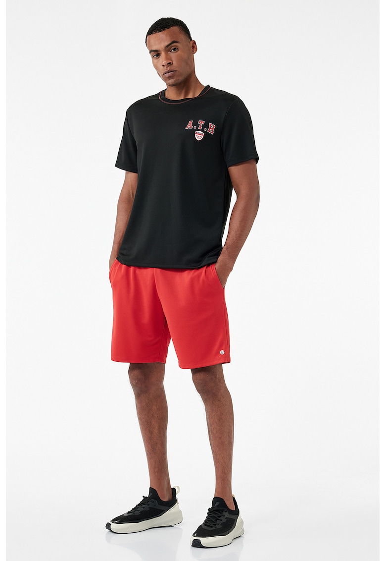 Tricou regular-fit cu decolteu la baza gatului - Negru