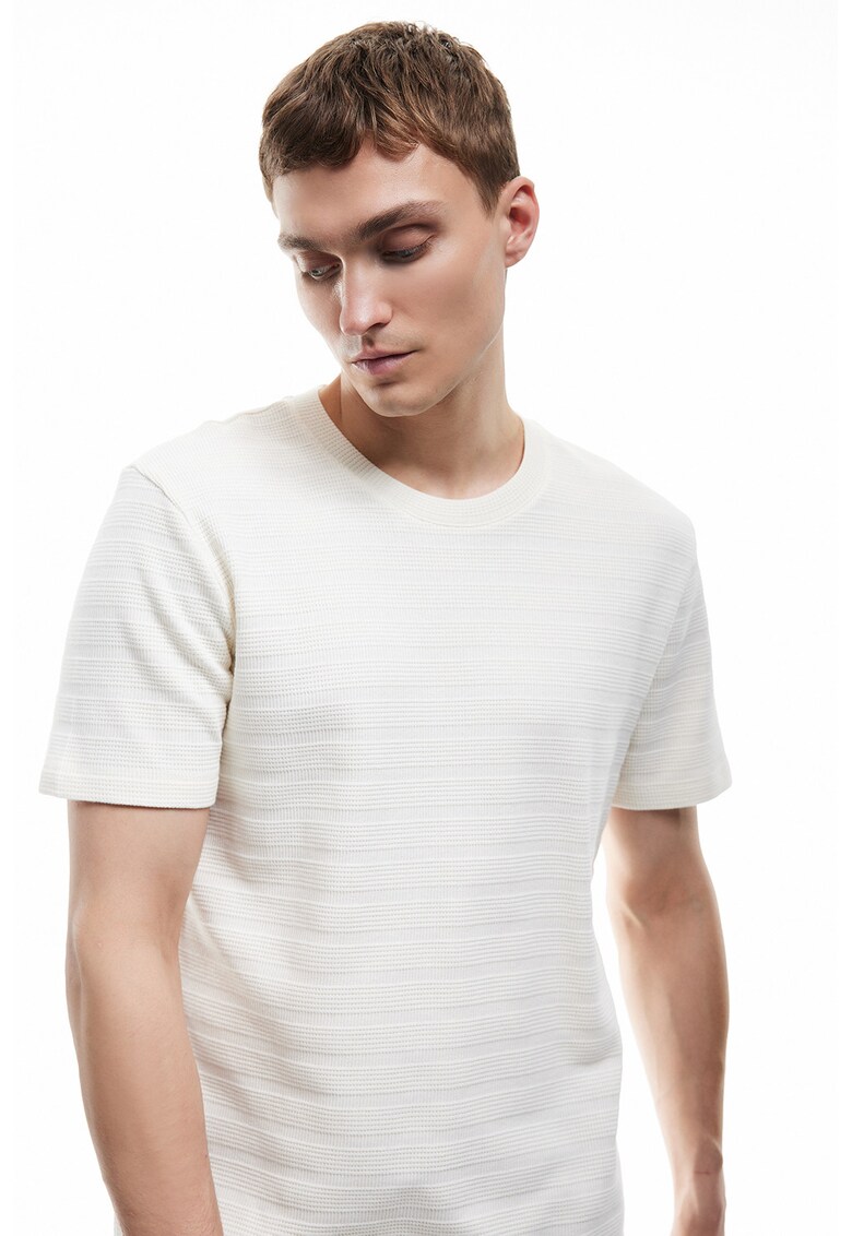 Tricou slim fit de bumbac - Crem