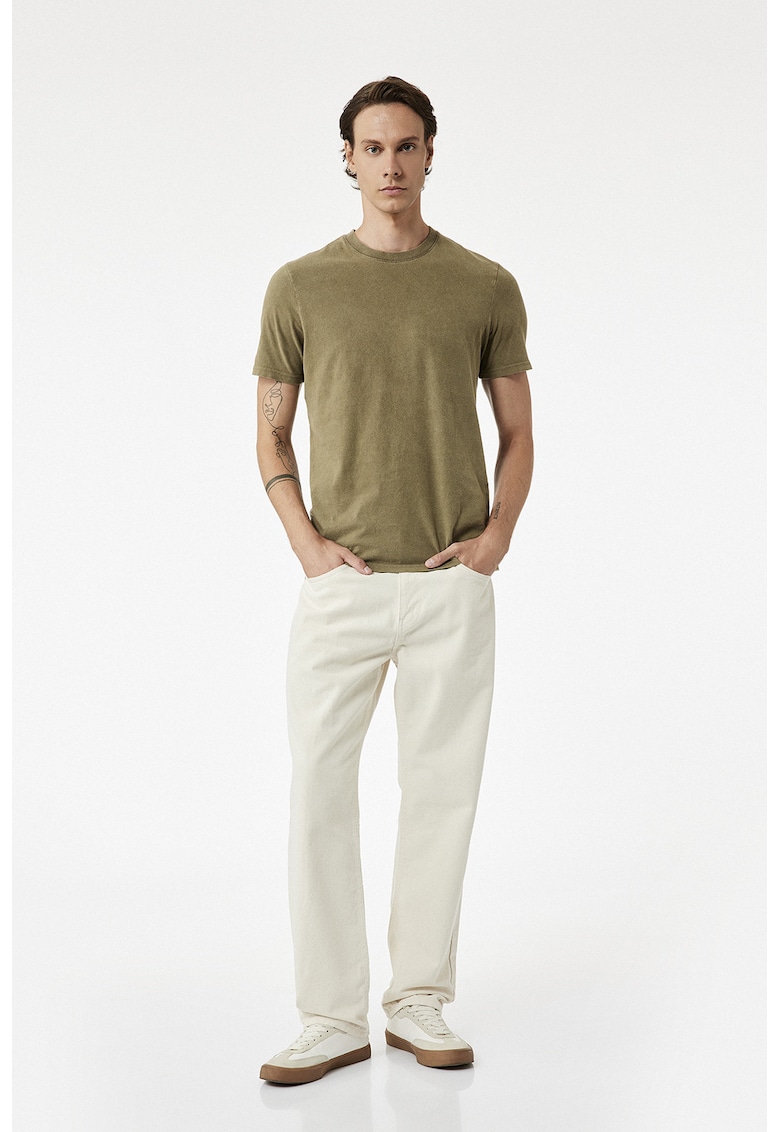 Tricou regular fit cu model uni - Galben mustar