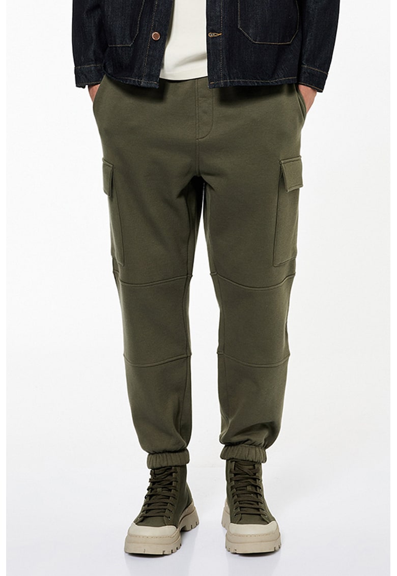 Pantaloni cargo din amestec de bumbac cu snur
