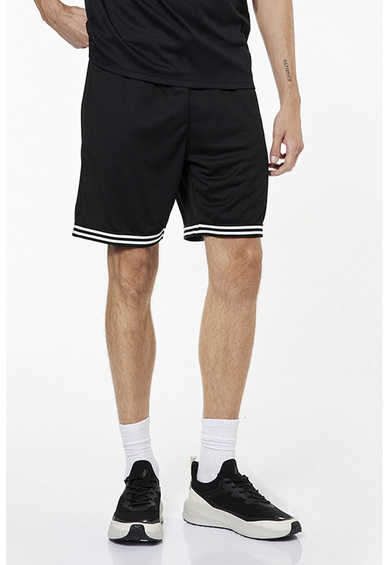 Pantaloni scurti relaxed fit cu terminatei cu dungi