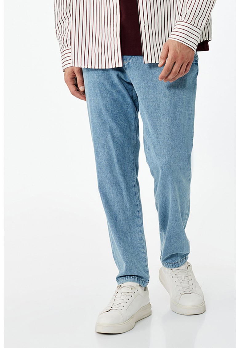 Blugi conici cu talie elastica - Albastru pastel