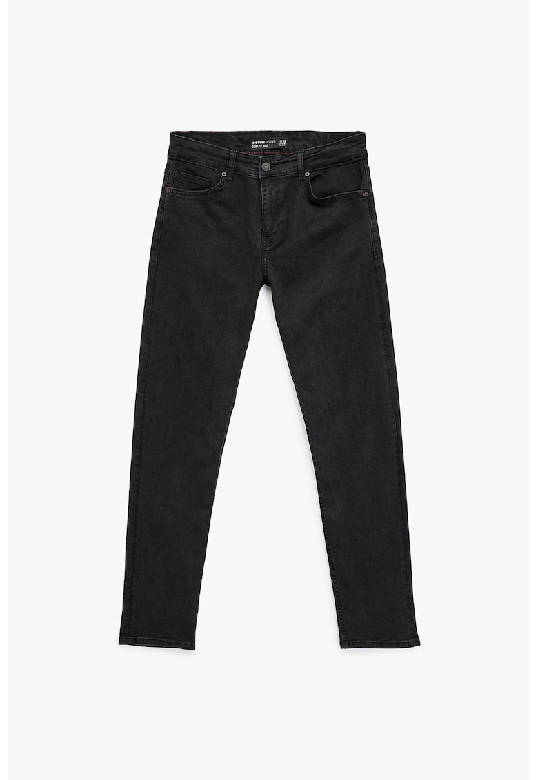Blugi slim fit cu talie medie - Negru