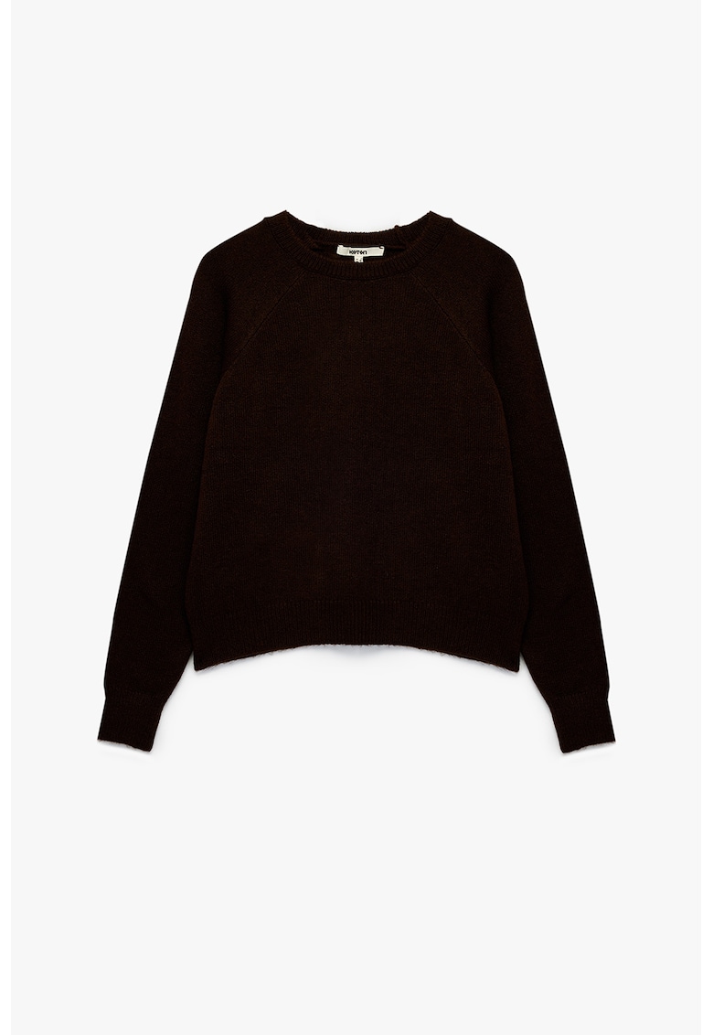 Pulover cu maneci raglan - Maro inchis