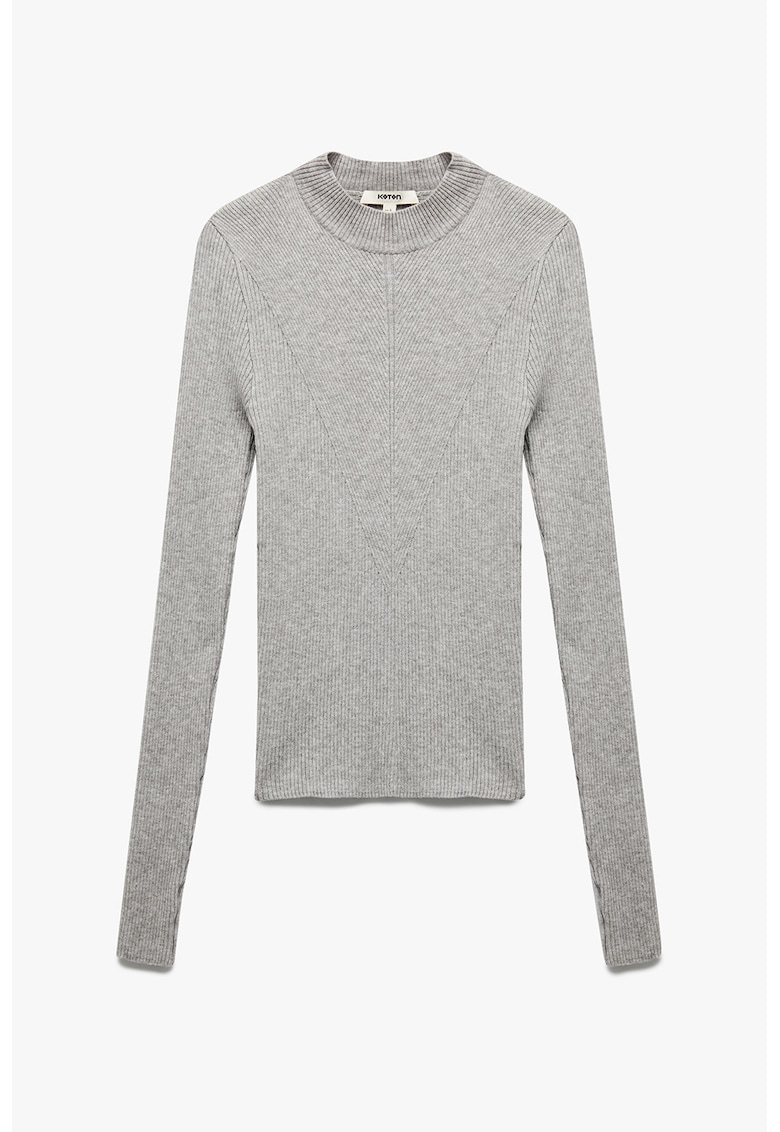 Pulover uni slim fit - Gri melange