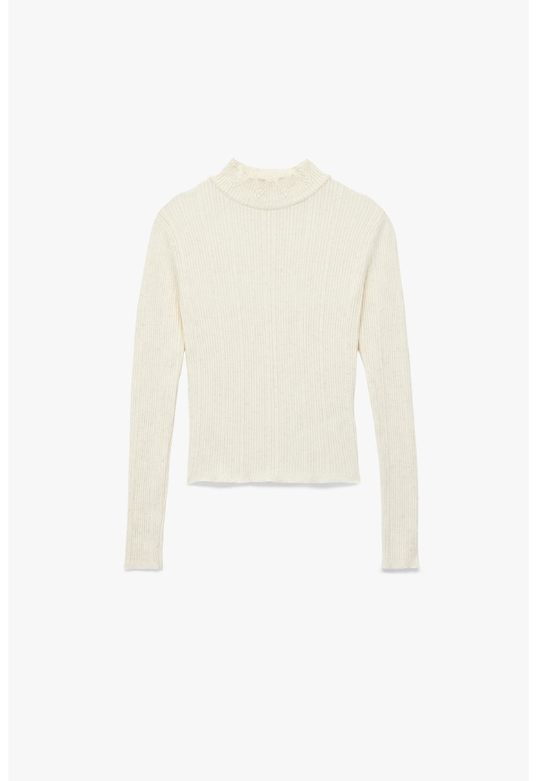 Pulover uni slim fit - Alb fildes
