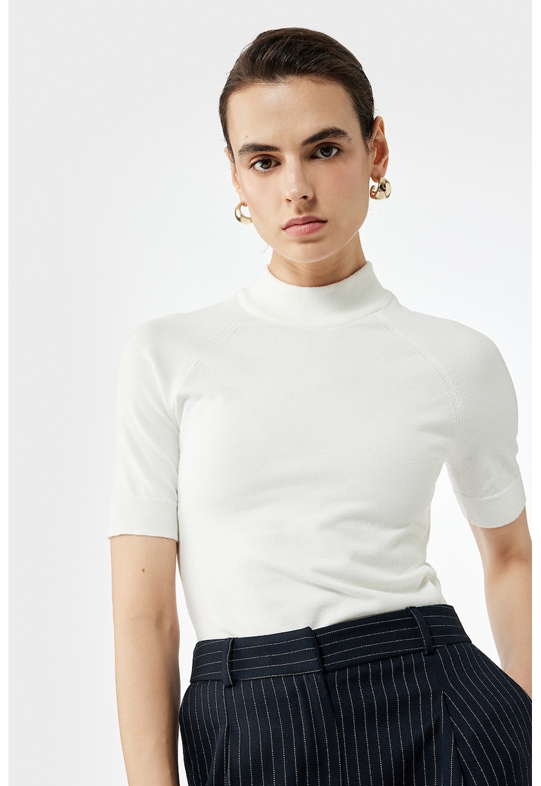 Pulover cu maneci raglan - Alb murdar