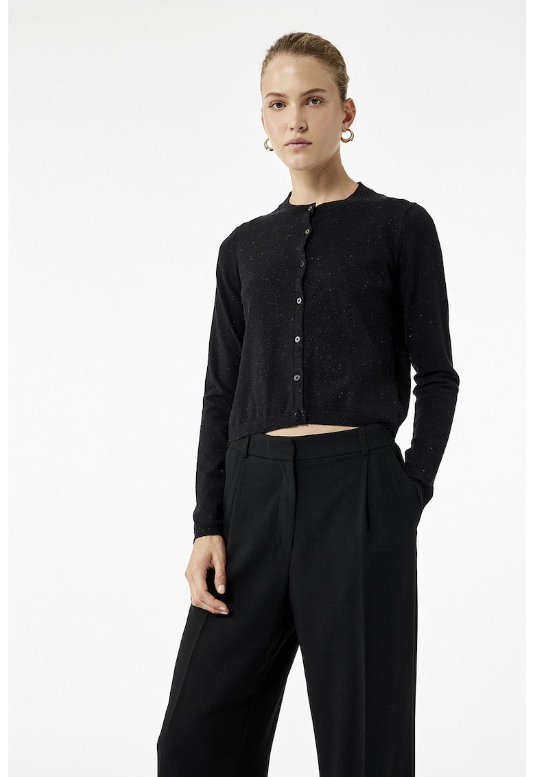 Cardigan uni tricotat - Negru