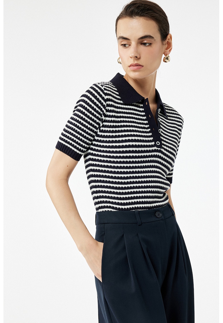 Pulover cu dungi si maneci scurte