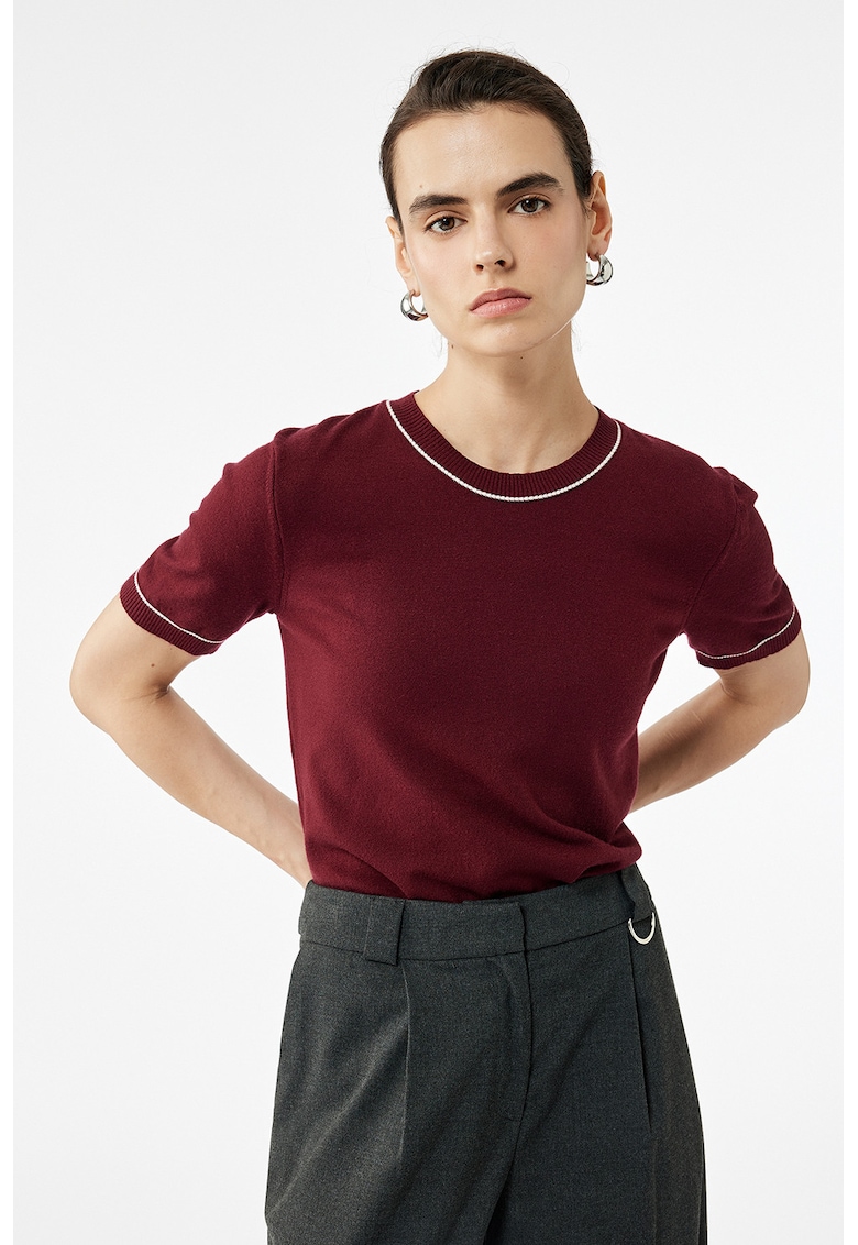 Pulover din tricot cu maneci scurte