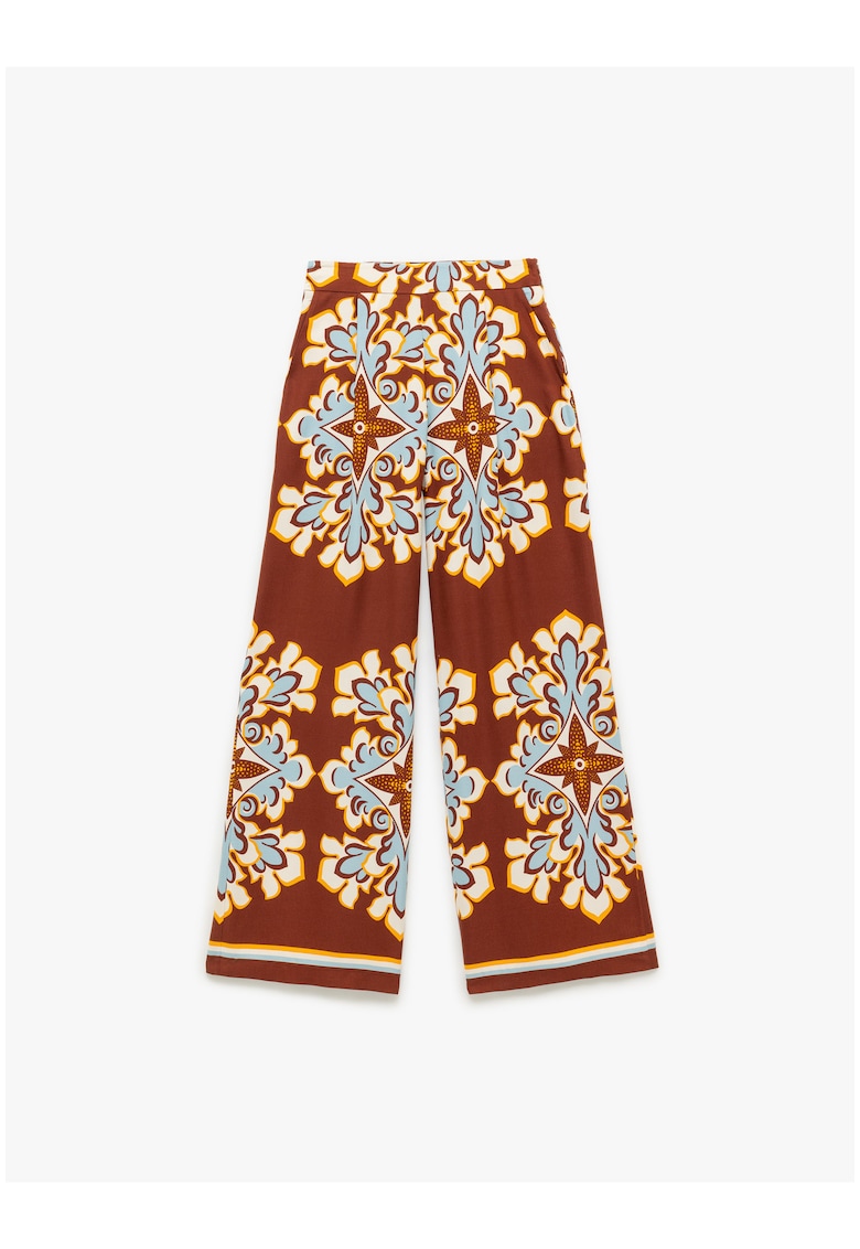 Pantaloni cu model - croiala ampla si fermoar lateral