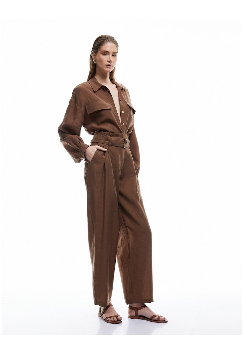 Pantaloni din amestec de modal cu talie inalta