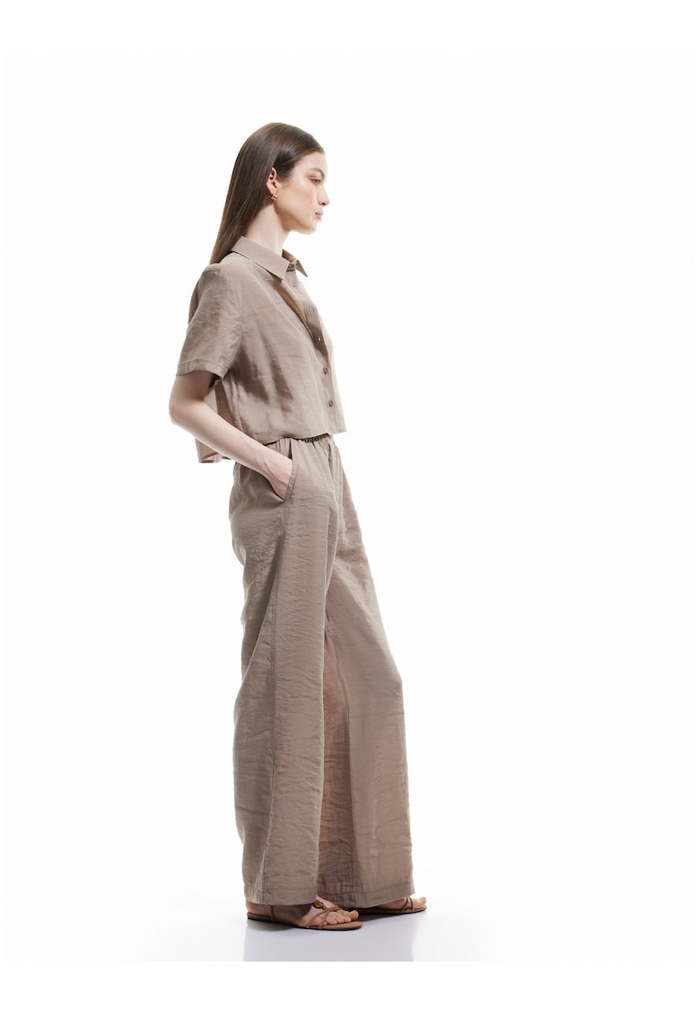 Pantaloni din amestec de modal - cu croiala ampla si talie elastica