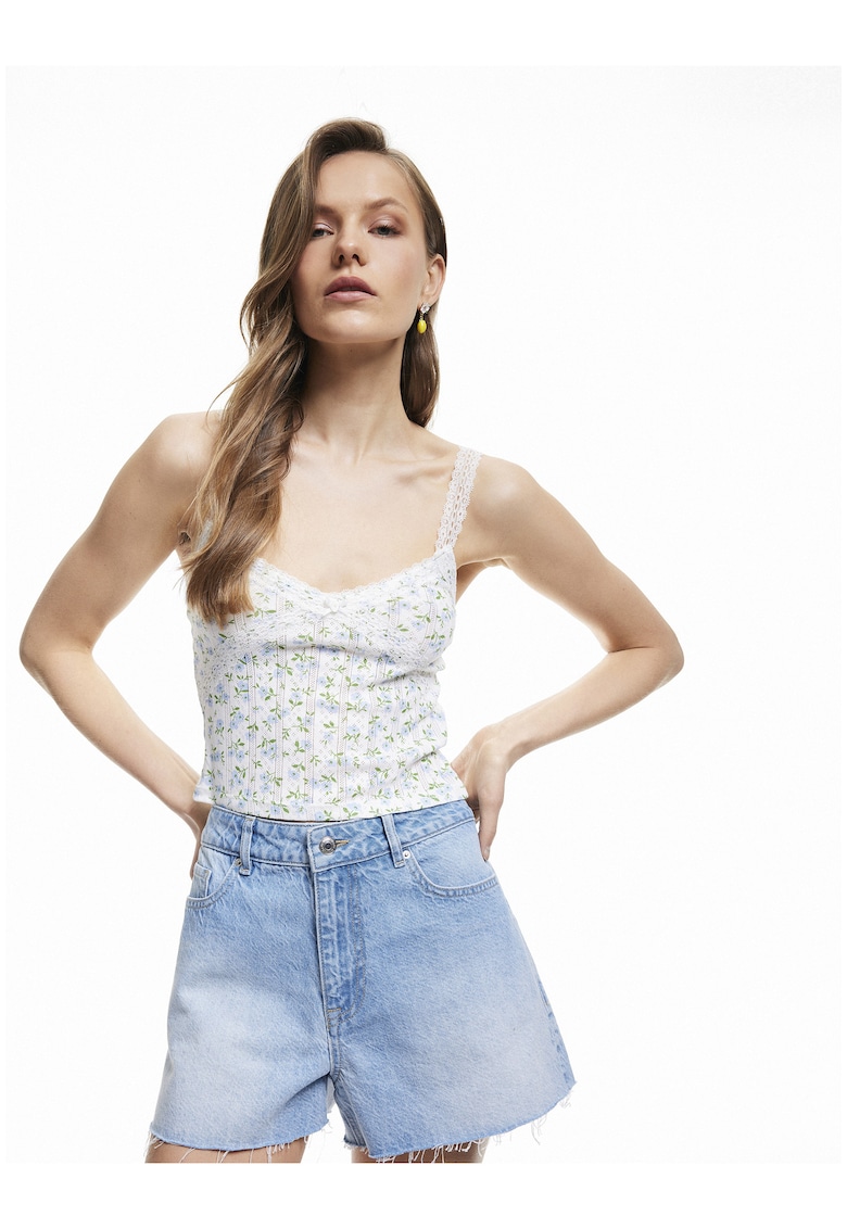 Top crop cu model floral