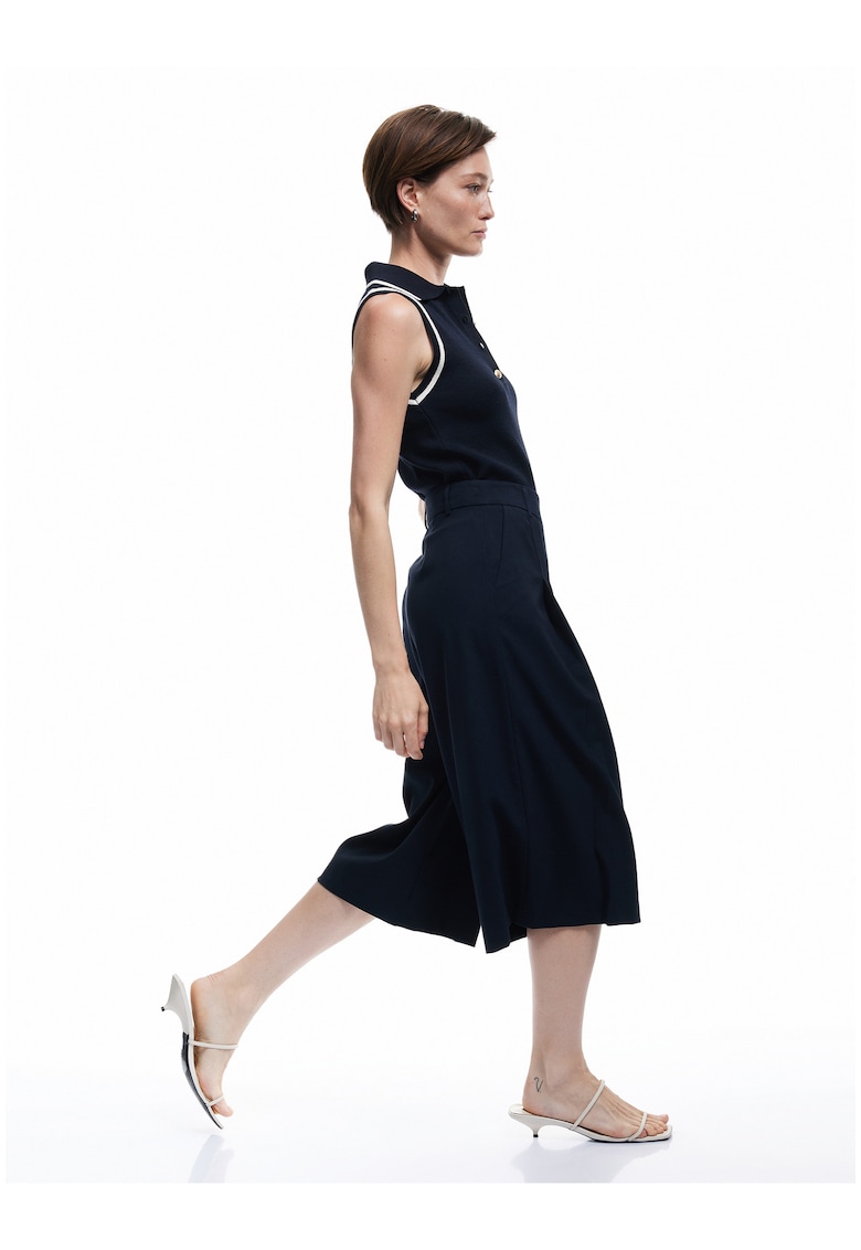 pantaloni culotte capri cu pliuri