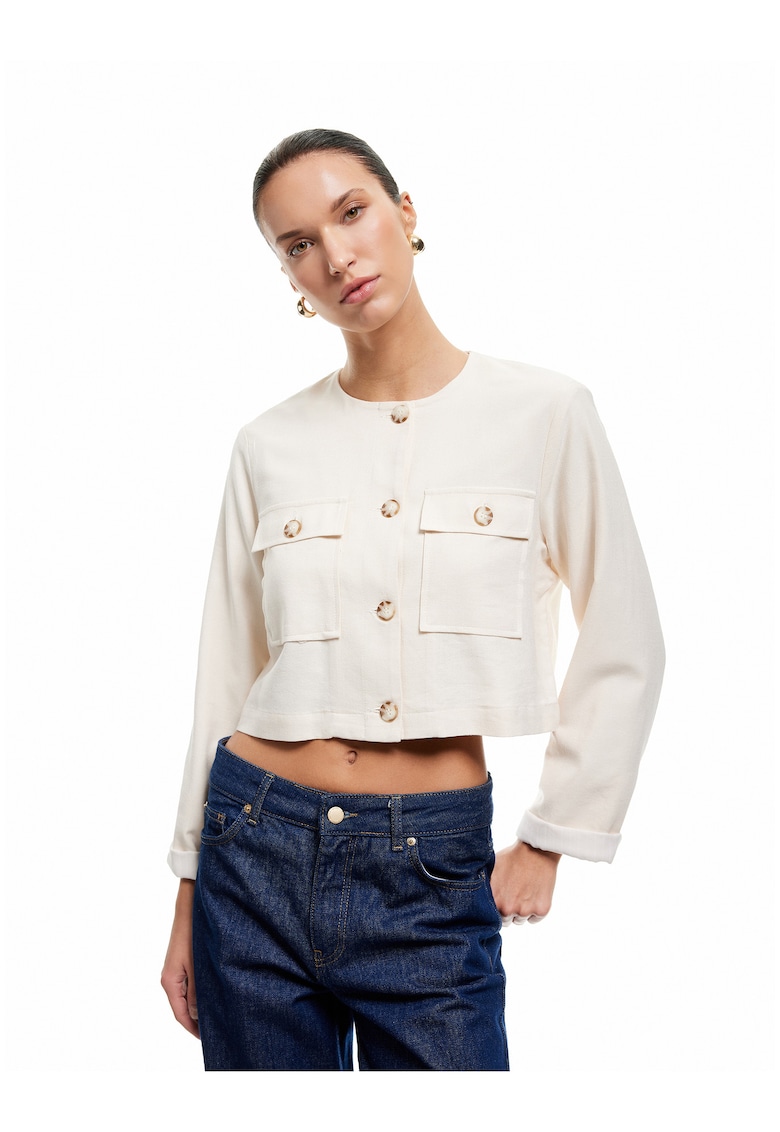 Jacheta crop cu nasturi