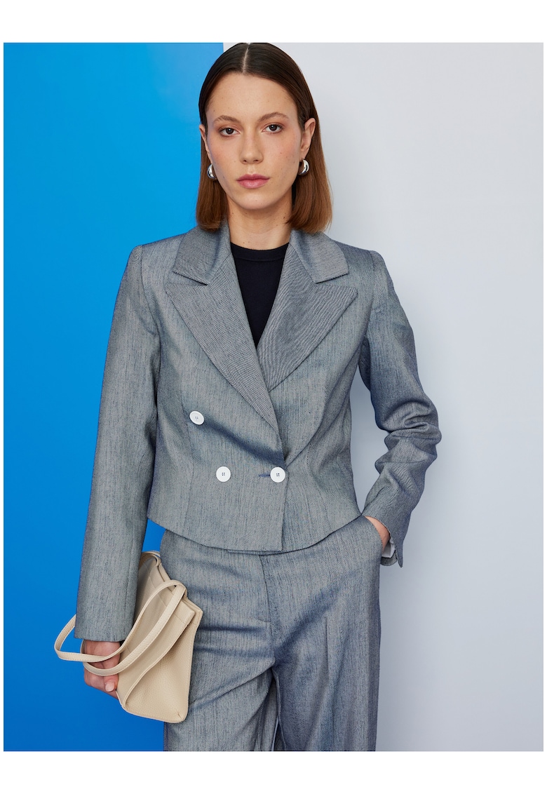 Sacou crop cu revere decupate