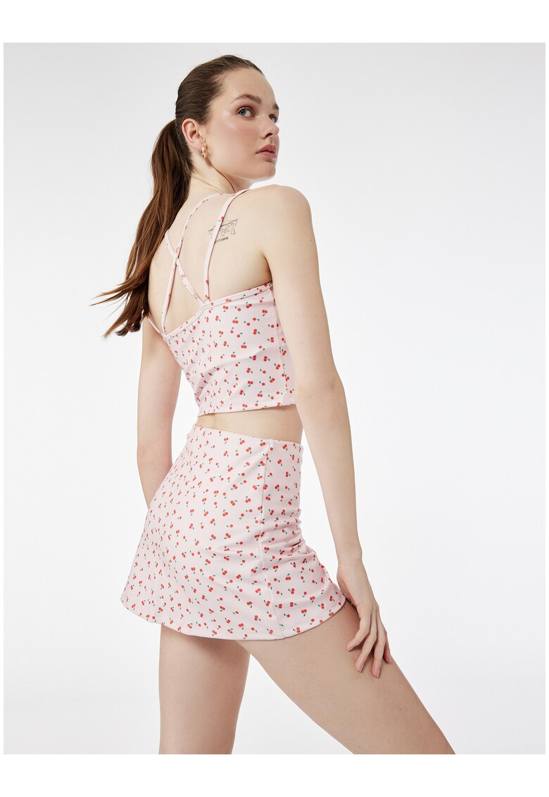 Fusta-pantalon cu model cireasa