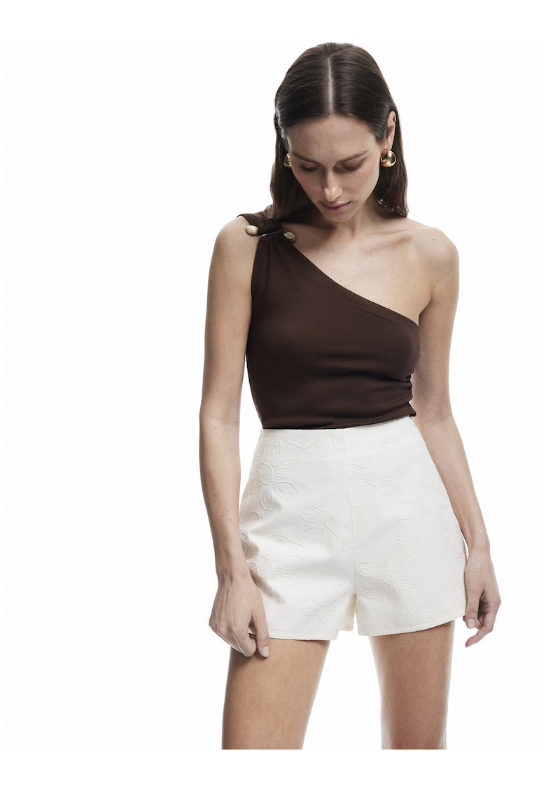 Pantaloni scurti cu talie inalta - Bej