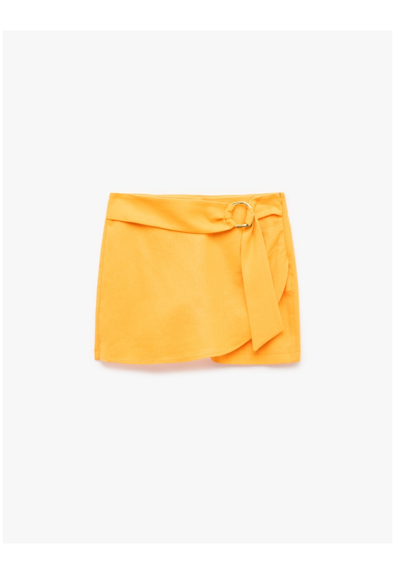 Fusta-pantalon din amestec de in cu talie inalta