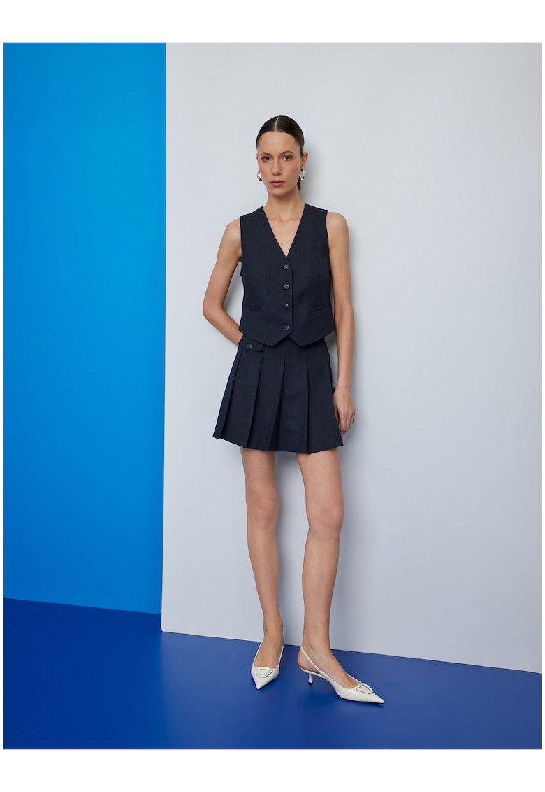 Fusta-pantalon cu pliuri si talie inalta