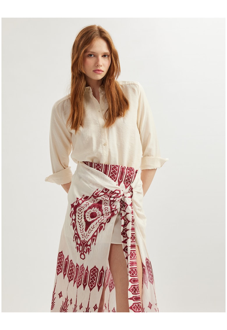 Fusta petrecuta cu imprimeu etnic - Visiniu