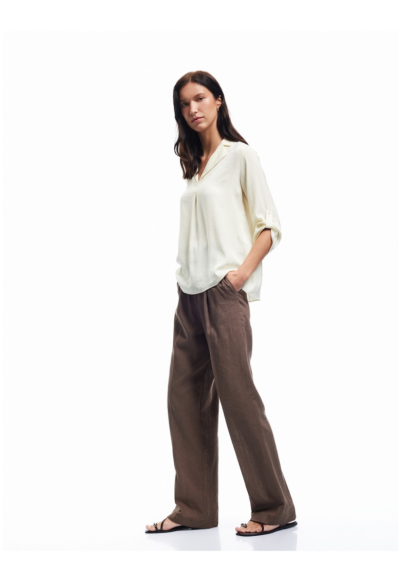 Bluza de satin cu guler si revere