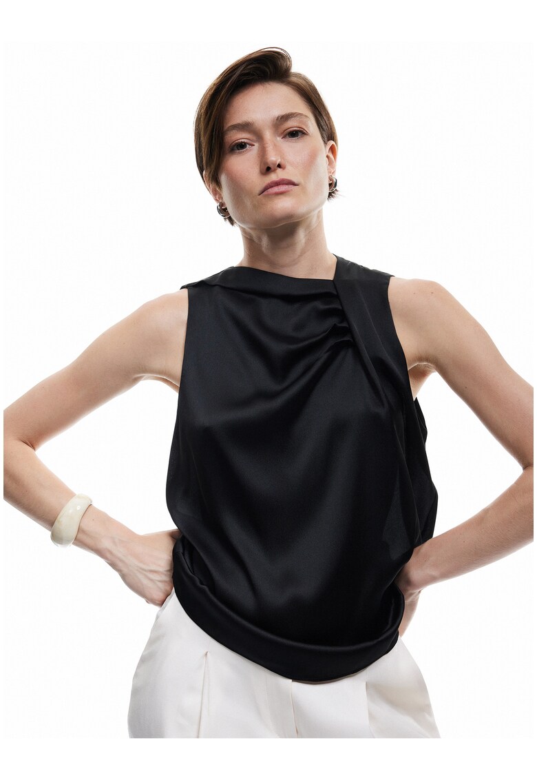 Top din satin cu fronseu